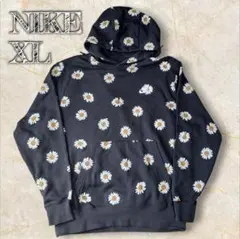 【希少！】NIKEスウェットパーカー デイジー花 総柄 刺繍ロゴ XL