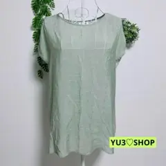 ローズファーム 半袖シャツ シアー シンプルデザイン 薄緑色 M