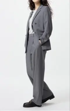 UNIQLO ユニクロ　タックワイドパンツ　M グレー　美品