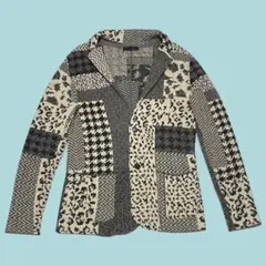 美品 Lardini パッチワーク ニット テーラード ジャケット ラルディーニのサムネイル