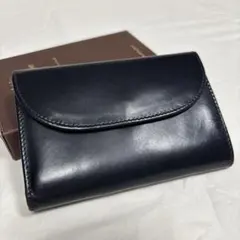 良品✨ホワイトハウスコックス　三つ折り財布　ネイビー×キャメル　ブライドルレザーのサムネイル