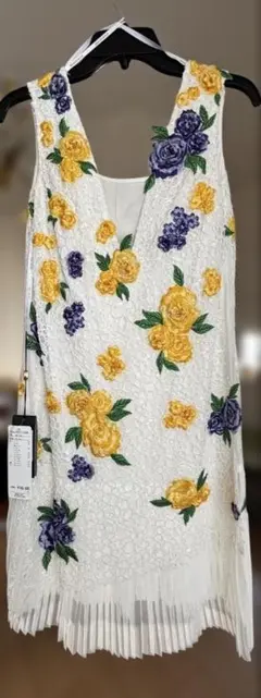 TADASHI SHOJI タグ付未使用 総刺繍 花柄ワンピース 2 ネイビー - メルカリ