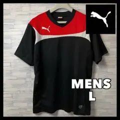 Puma プーマ メンズ L Vネックシャツ 黒/赤