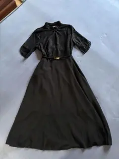 ブラックレースハイネックマキシドレス