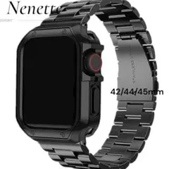 ブラック【Apple Watch バンド ケース】42/44/45mm　ベルト