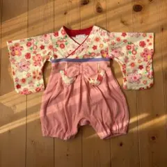 花柄和風ロンパース お食い初め