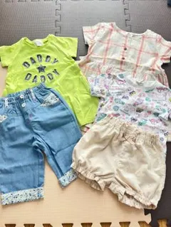 90 女の子 アンパンマン　夏服　未使用有　まとめ売り ワンピ　Tシャツ　保育園