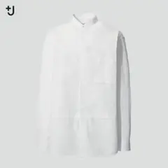 유니클로 +J 수피마 코튼 스탠드 컬러 셔츠 화이트 L 칼라 얼룩 있음