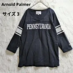アーノルドパーマー　プリントTシャツ　七分袖　Vネック カットソー　黒　L