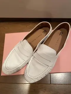 【美品】FABIO RUSCONI ホワイトレザー ローファー