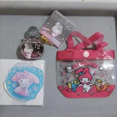 サンリオ マイメロディバースデーぷっクリアキーホルダー プールバッグ風ミニポーチ