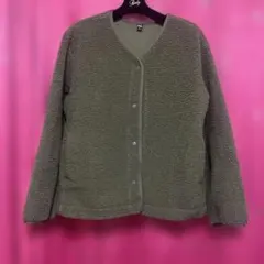 ユニクロUNIQLOオリーブグリーン フリースジャケット・モコモコ