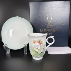 新品 マイセン 金彩 昼顔(ピンク) 19cm プレート1枚共箱付、1級品