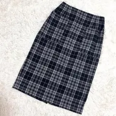 GAP✨美品　タイトスカート　チェック柄　ミモレ丈　きれいめ　冬　ブラック（M)