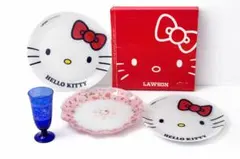 未使用・非売品 ハローキティ 食器4点セット ローソン40周年プレート　グラス