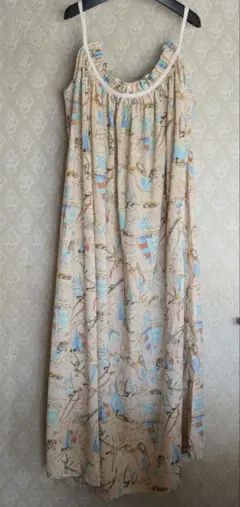 ジェラートピケ　ヨット柄 ノースリーブワンピース 夏柄