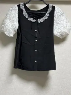 【未使用】liii × LilyMerry しまむら 切り替えブラウス　M 白黒