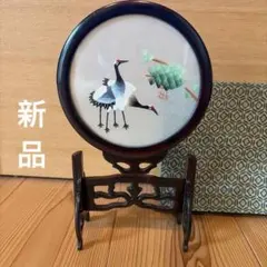 中国刺繍工芸品 蘇州 両面刺繍　鶴　中国の置物　木製　未使用　箱ありのサムネイル