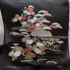 【新品 未使用】茶屋辻 絽 九寸名古屋帯 夏帯地 未仕立 正絹 大塚 黒のサムネイル