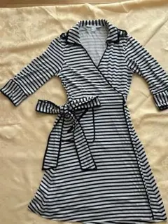 ダイアンフォンファスティンバーグ　ストライプ ラップワンピース 七分袖