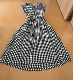 ギンガムチェック ロングワンピース M
