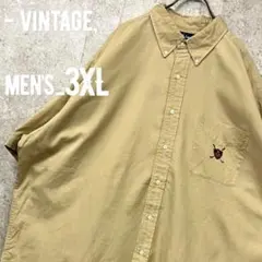レア《ラルフローレン》半袖BDシャツ/ベージュ/メンズ3XL