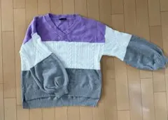 トライカラー Vネック セーター