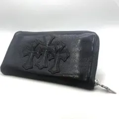 ☆クロムハーツ【BOXクロスピラミッドスタッズ】◇BLKレザー長財布 