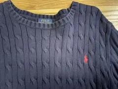 Polo Ralph Laurenケーブルコットンセーター　ネイビーＸＬ