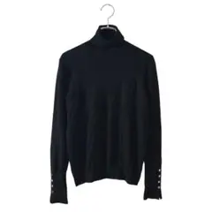 ZARA ザラ(M)袖ボタン タートルネックニット/ブラック