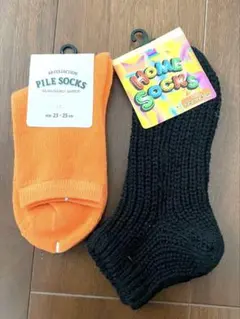 ソックス　靴下　2セット　オレンジ　黒