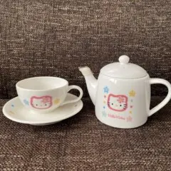 平成レトロ サンリオ お花キティ ティーポット カップ ソーサー セット