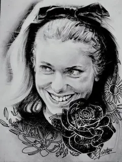 鉛筆画 人物画 木製フレーム付き 金欠すぎて描いた鉛筆画＞ 「再生」 A4サイズ 木製フレーム付き値下げ