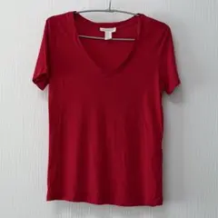 【FOREVER 21】Vネック 半袖Tシャツ レッド Sのサムネイル