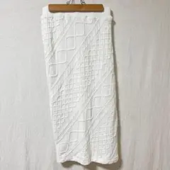 ROGER AND RAW ケーブルニット 切替 ロングスカート ホワイト M