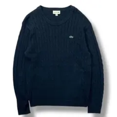 LACOSTE ラコステ メンズ ケーブルニット セーター 黒 Mサイズ ワニのサムネイル
