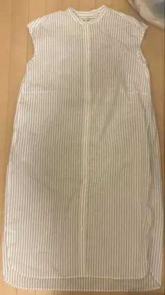 ストライプ ノースリーブ シャツワンピース XL 無印良品