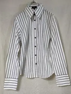 BRUNO PIATTELLI ストライプシャツ　ホワイト×ブラックストライプ