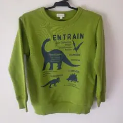 恐竜プリント 緑色トレーナー