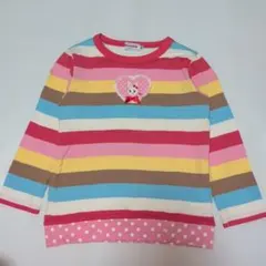 100★ミキハウス★うさこちゃんアップリケ付き！カラフルボーダーTシャツ★