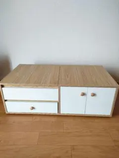 木製ミラー付き収納ラック