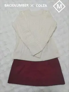 BACKNUMBERセーター白　 COLZA スカート赤 クリスマスカラーコーデ