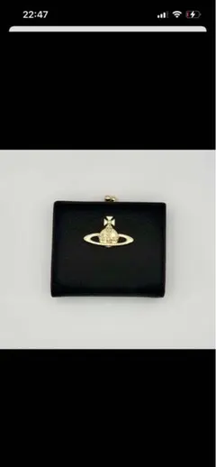 惑星モチーフ付き黒二つ折り財布