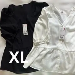 UNIQLO レーヨンローンVネック ブラウス XL半袖 2枚セット