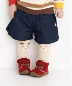 ホットビスケッツ　デニム　半ズボン　うさぎ刺繍