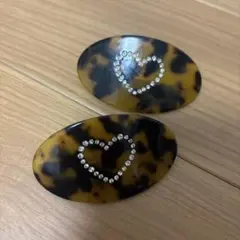 potete ポテテ　べっ甲　ハートストーン付きバレッタ　スモールピン
