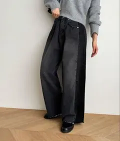 CANALJEAN diggity 切替カットオフデニムパンツ ブラック 黒 Sのサムネイル