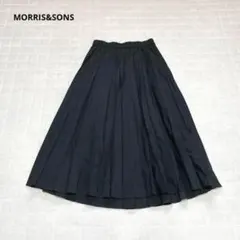 【モリスアンドサンズ】プリーツスカート　ロング丈　ダークグリーン　S 低身長のサムネイル