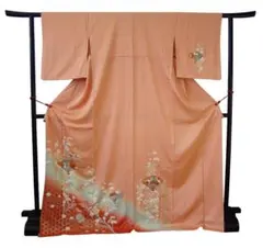 美品 一越地 金彩加工染柄 附下げ・訪問着（正絹）仕立上り＜HH2351＞