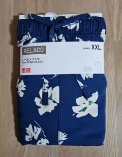 ユニクロ UNIQLO レーヨンリラコ 花柄 ネイビー XXL